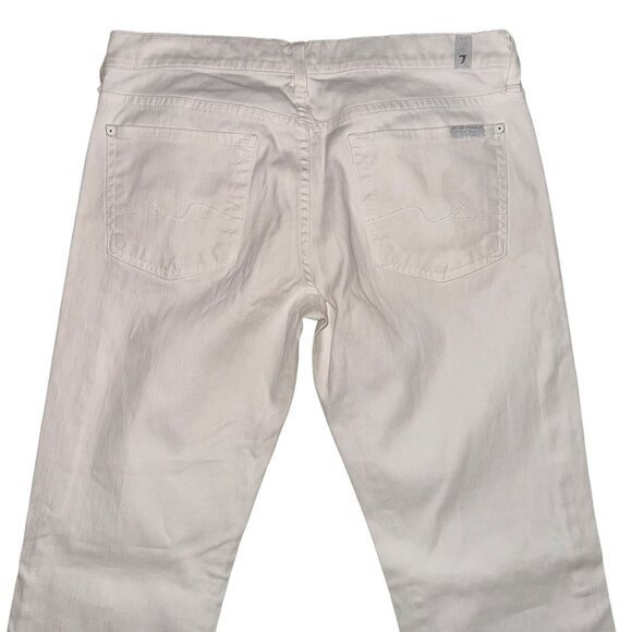 7 For All Mankind 7FAM Bootcut Jeans Womens 29 30 White Embroidered Pockets - Picture 6 of 8
